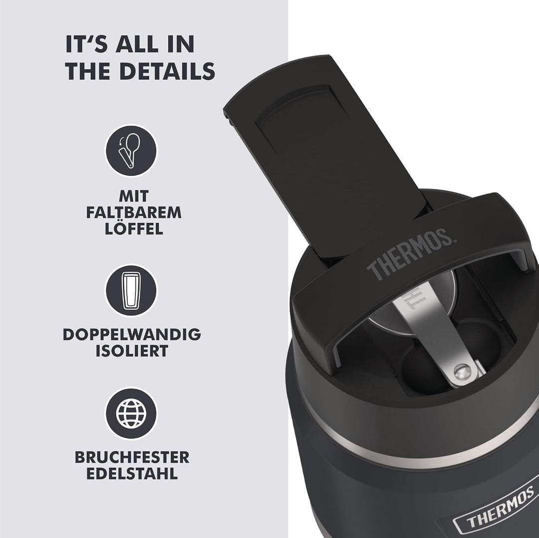 Thermos ICON Kids Thermobehälter für Essen 0,35l, dunkelgrau, graphite, Edelstahl, absolut dicht, hä