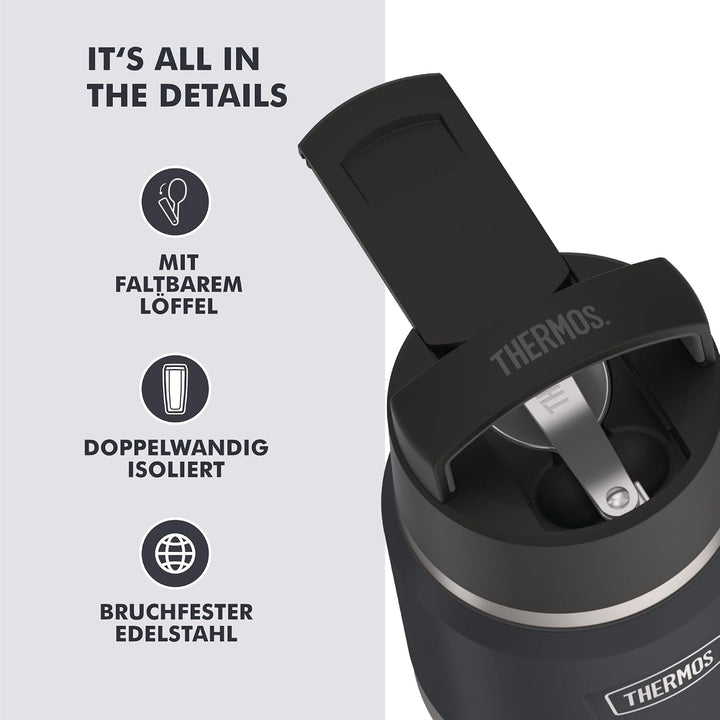 Thermos ICON Kids Thermobehälter für Essen 0,35l, dunkelgrau, graphite, Edelstahl, absolut dicht, hä