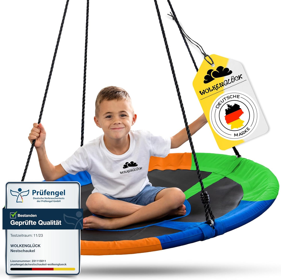 WOLKENGLÜCK® Nestschaukel [Ø 110 cm] - Höhenverstellbare Schaukel Outdoor & Indoor für Kinder und Er