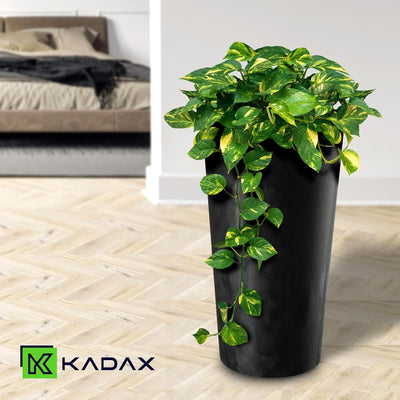 KADAX Blumentopf mit Holzspänen, eleganter Übertopf mit herausnehmbarer Einlage, Blumentopfschutz fü