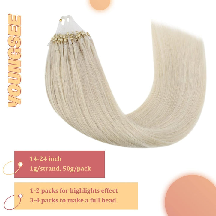 YoungSee Microring Extensions Echthaar Blond Microring Hair Extensions Lang Micro Ring Hair Extensio