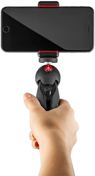 Manfrotto MKPIXICLMII-BK, Mini-Stativ mit universeller Smartphone-Klemme, Made in Italy, für iPhone