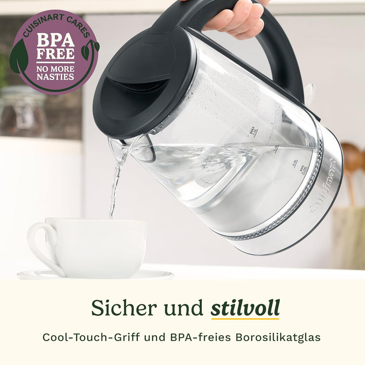 Cuisinart 1,7L Glas-Wasserkocher mit variabler Temperaturregelung | 3KW Schnellkochfunktion | Cool-T