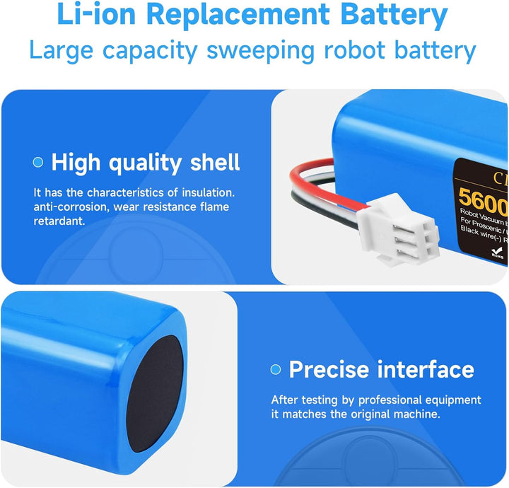 CITYORK 14,4 V 5600 mAh Li-Ion Akku für Proscenic M7 M8 Pro/Uoni V980 Plus/Lydsto R1 / Roidmi Eve Pl