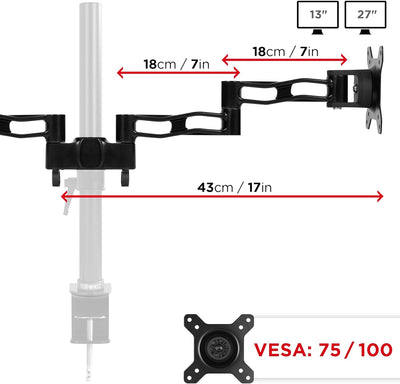 Duronic DM35P2 Monitorarme | 2 Monitorhalterungen für Monitorständer | Aluminium | VESA 75/100 | Zus