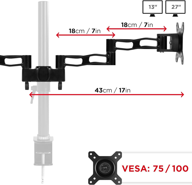 Duronic DM35P2 Monitorarme | 2 Monitorhalterungen für Monitorständer | Aluminium | VESA 75/100 | Zus