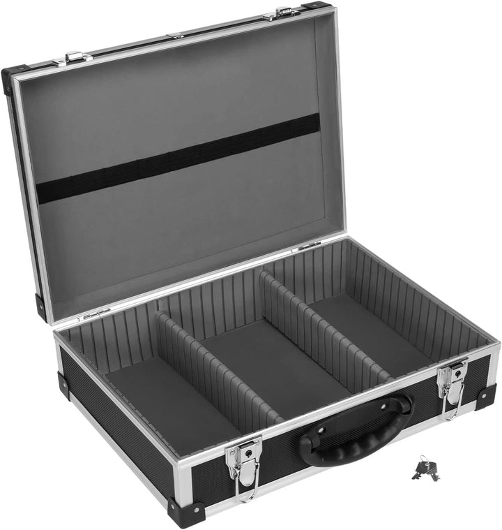 anndora Werkzeugkoffer 70101 Werkzeugkiste 42,5 x 30,5 x 12,5 cm abschliessbar - Schwarz Aluminium,