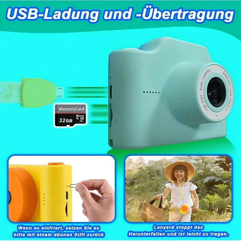 Kinderkamera, 3.0 Zoll Touchscreen Kinder kamera, 48MP 1080P Digitalkamera Kinder, WIFI & USB fotoap