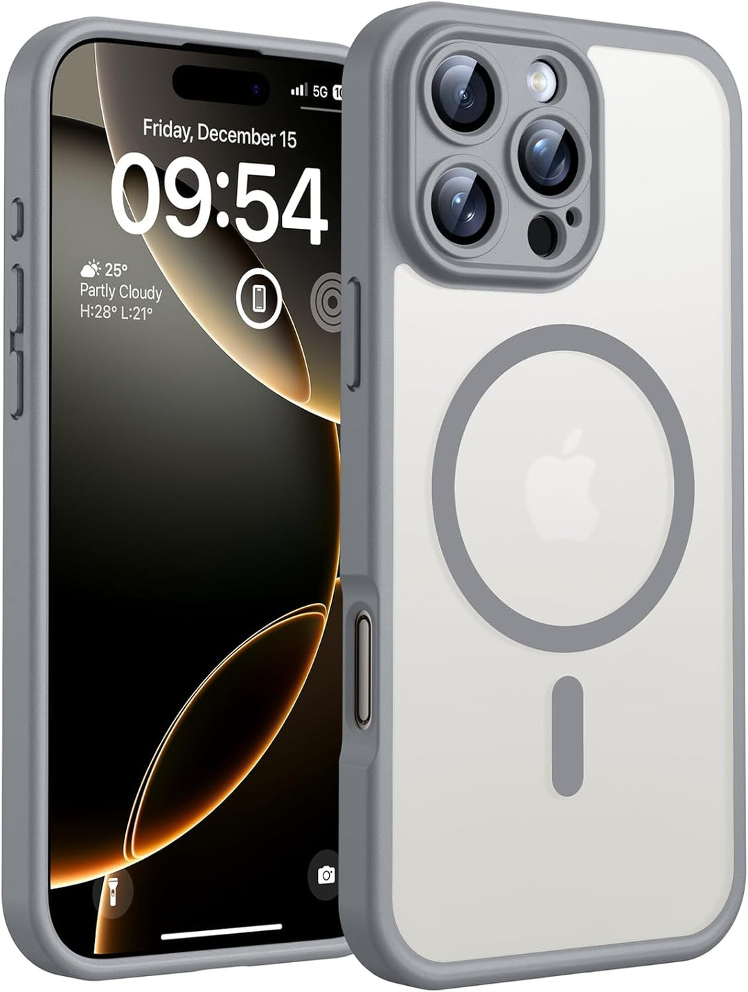 TOCOL 3 in 1 für iPhone 16 Pro Hülle für Magsafe, mit 2 Schutzglas, Vollständiger Kameraschutz Stoss