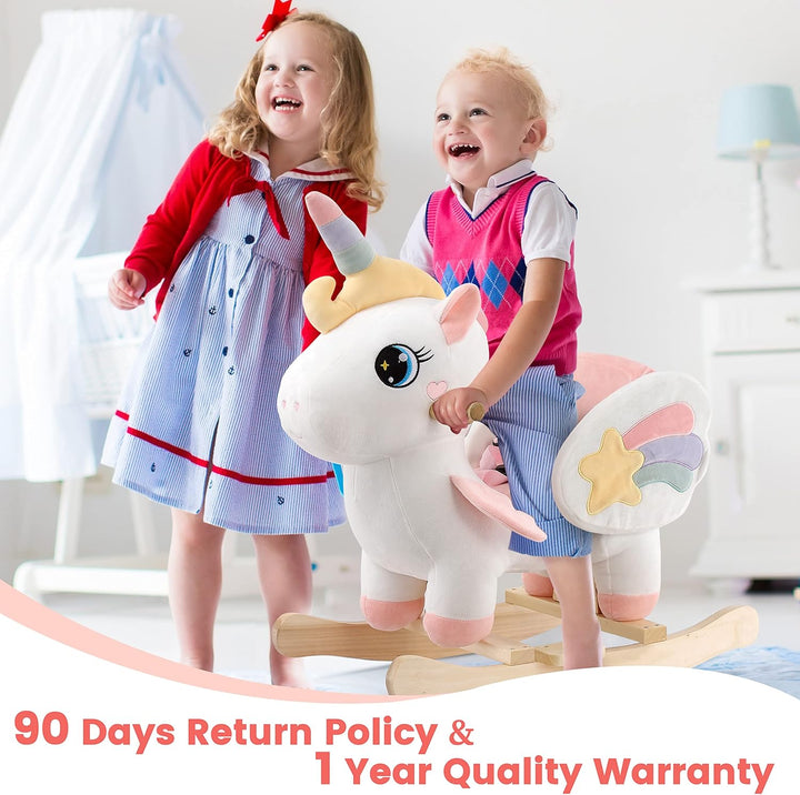 FUNLIO Einhorn-Baby-Schaukelpferd, Regenbogen-Fee-Einhorn-Schaukelpferd für Kleinkinder von 6 Monate