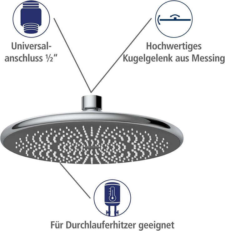 WENKO Wasserspar Regenduschkopf Watersaving, Universal-Kopfbrause mit nachhaltigem Wasserspar-System