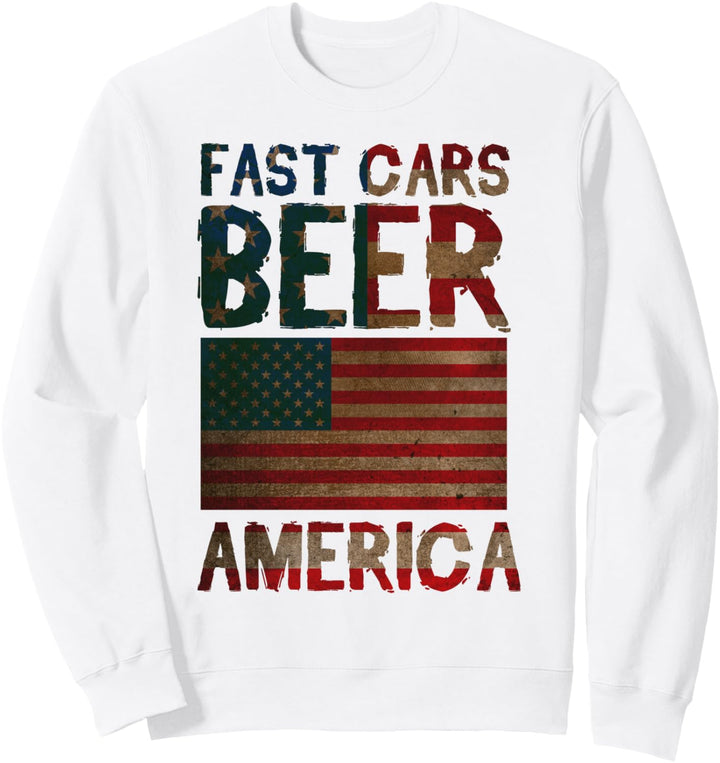 4. Juli Amerikanische USA Lustig - Fast Cars Bier Amerika Sweatshirt