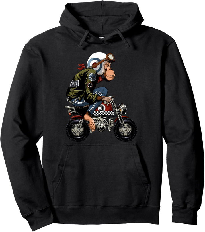 Monkey Bike Cartoon Pullover Hoodie