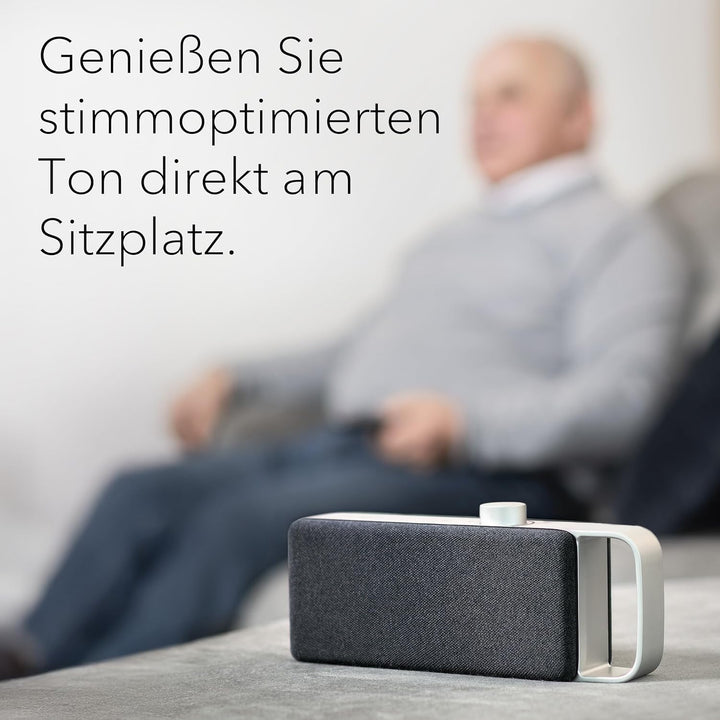 faller Oskar TV Lautsprecher/Soundbar mit Clear Voice (tragbar, kabellos, einfache Bedienung, Alumin