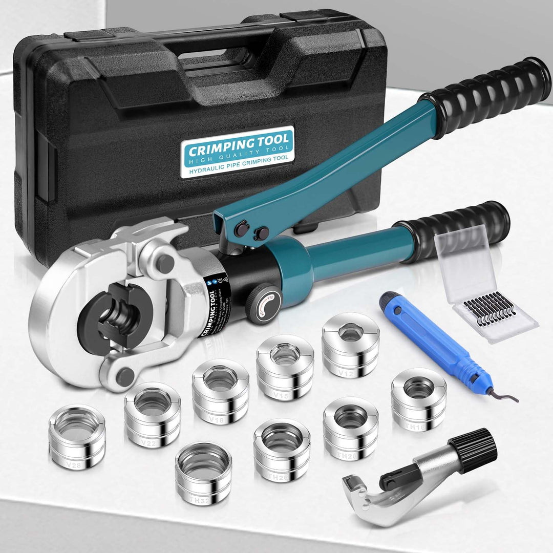 Profi Presszange Kupferrohr CR V-Kontur und TH-Kontur mit Rohrabschneider, Handpresszange Kupferrohr