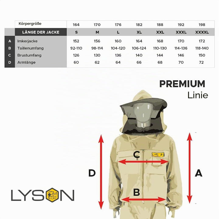 LYSON Imkerbluse mit abnehmbarem Hut/Imkerjacke mit Handstulpen mit Daumenloch Unisex Imkerbluse bel