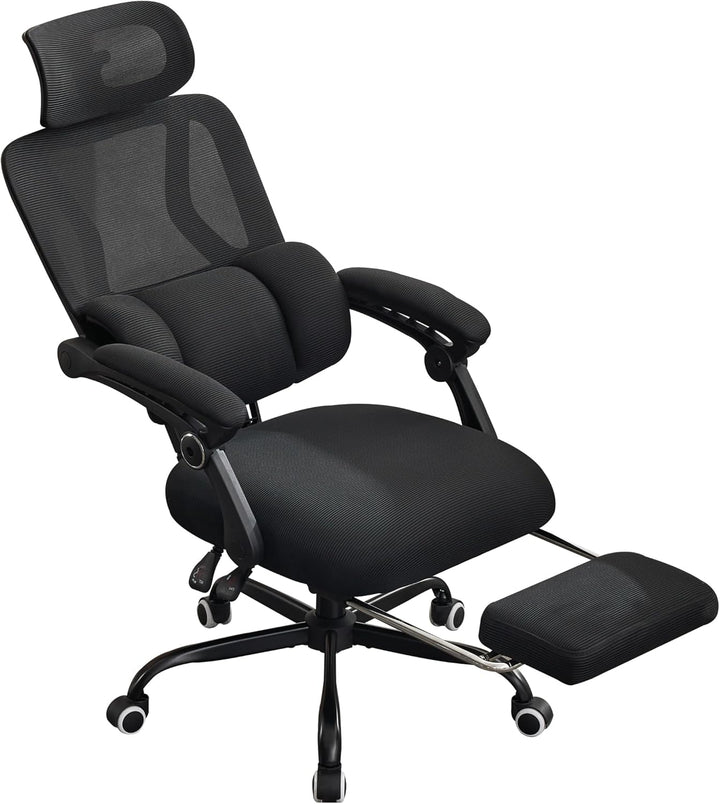 UEV Bürostuhl Ergonomisch mit Fussstütze, Homeoffice Stuhl, schwarz | Drehstuhl,Schreibtischstuhl,ne