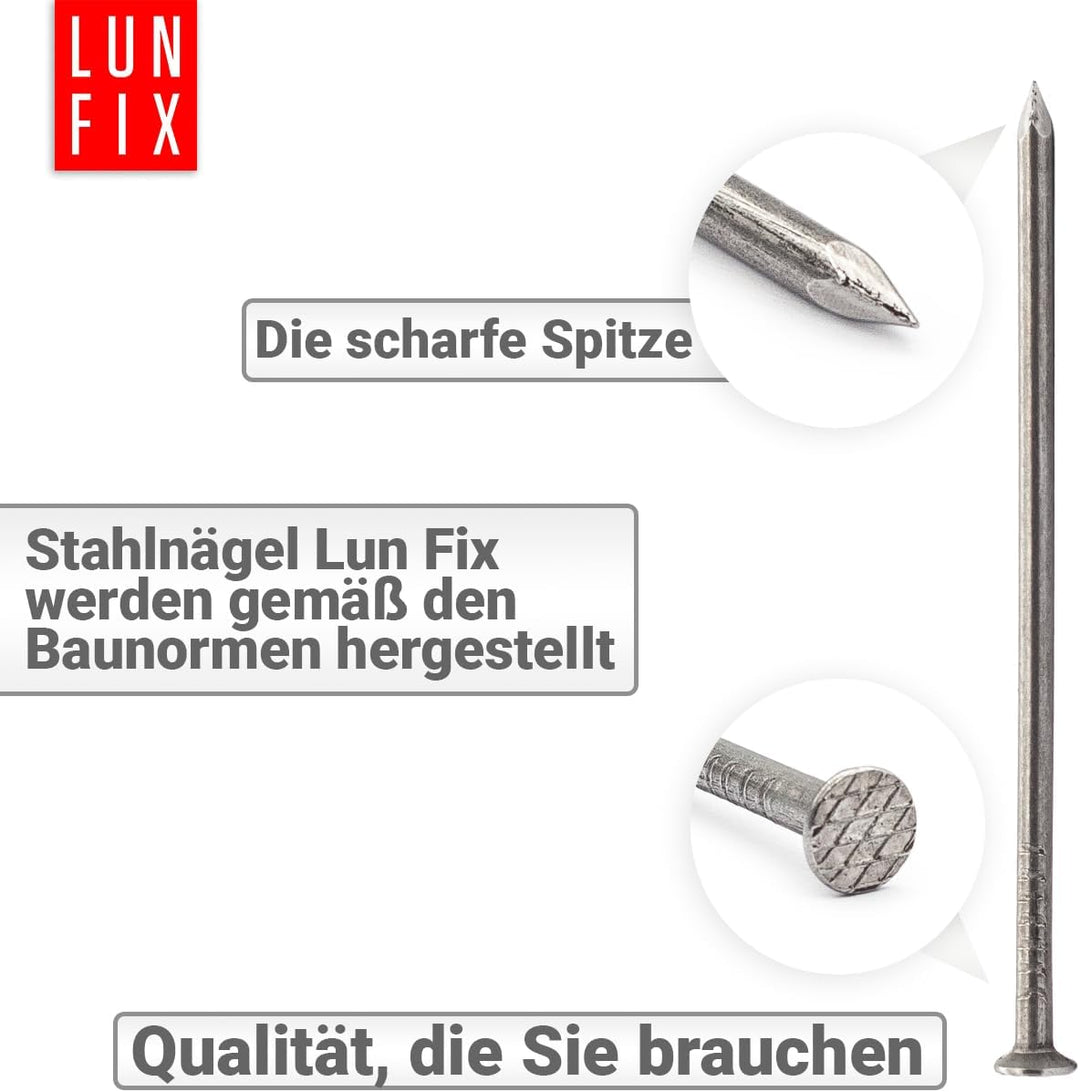Lun Fix Drahtstifte 1,4 x 32 mm - 5kg Holznägel für Bauarbeiten Unverzinkter Baunägel Stahlnägel 32m