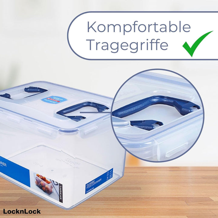 LocknLock PP CLASSIC Aufbewahrungsbox mit Deckel und Griffen | 16 L, 361 x 274 x 212 mm | 100 % Luft