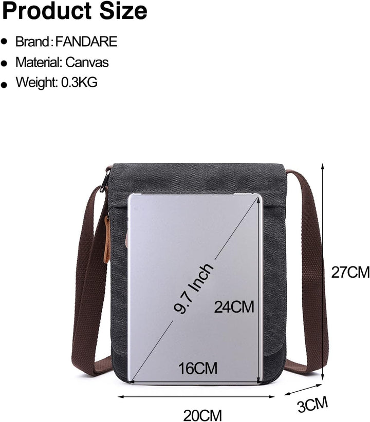 FANDARE Retro Umhängetasche Herren Segeltuch Arbeitstasche Damen Messenger Bag Schultertasche Herren