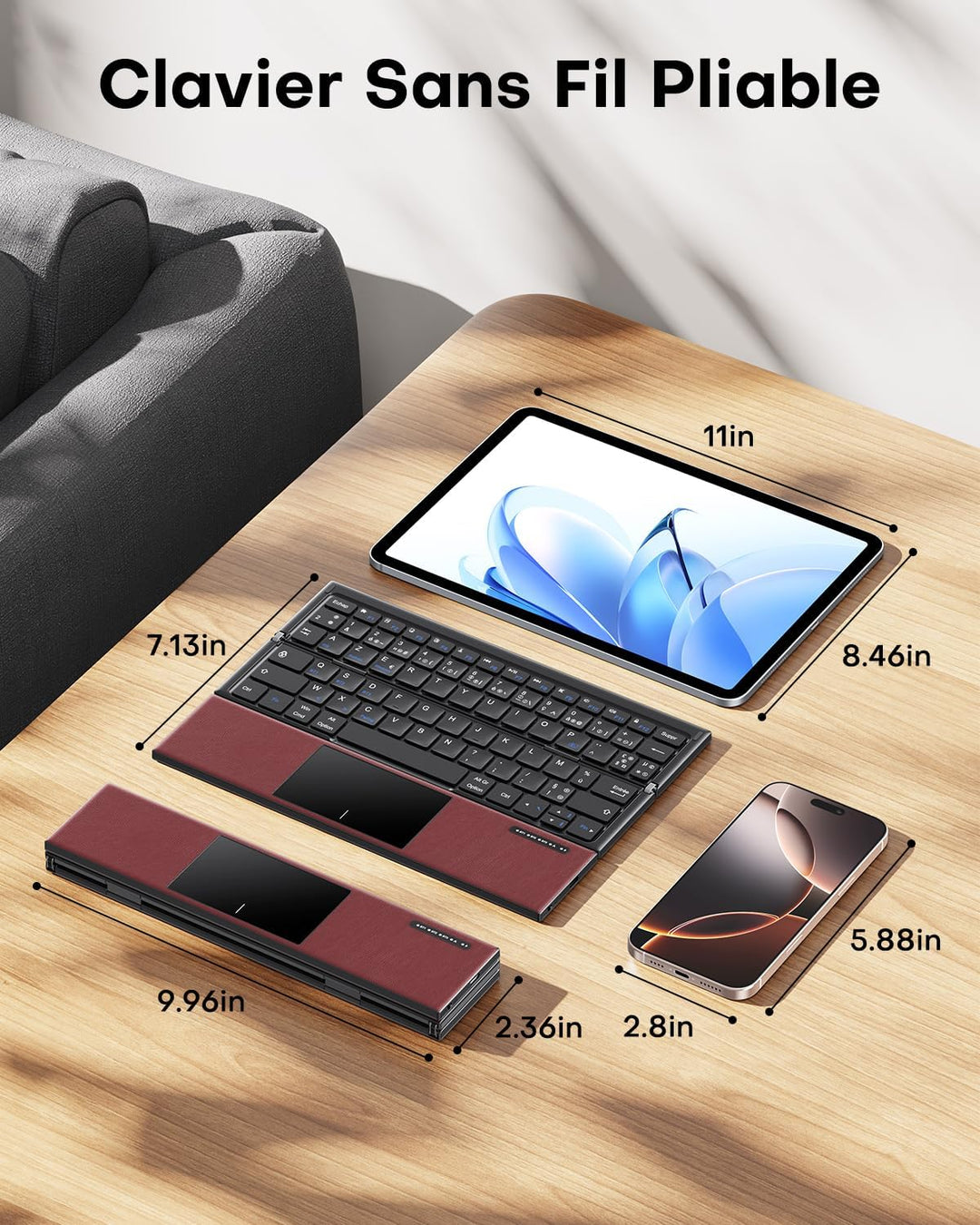 OMOTON Faltbare Bluetooth Tastatur mit Touchpad, Tragbare Kabellose Tastatur Mini Reise mit 3 Blueto