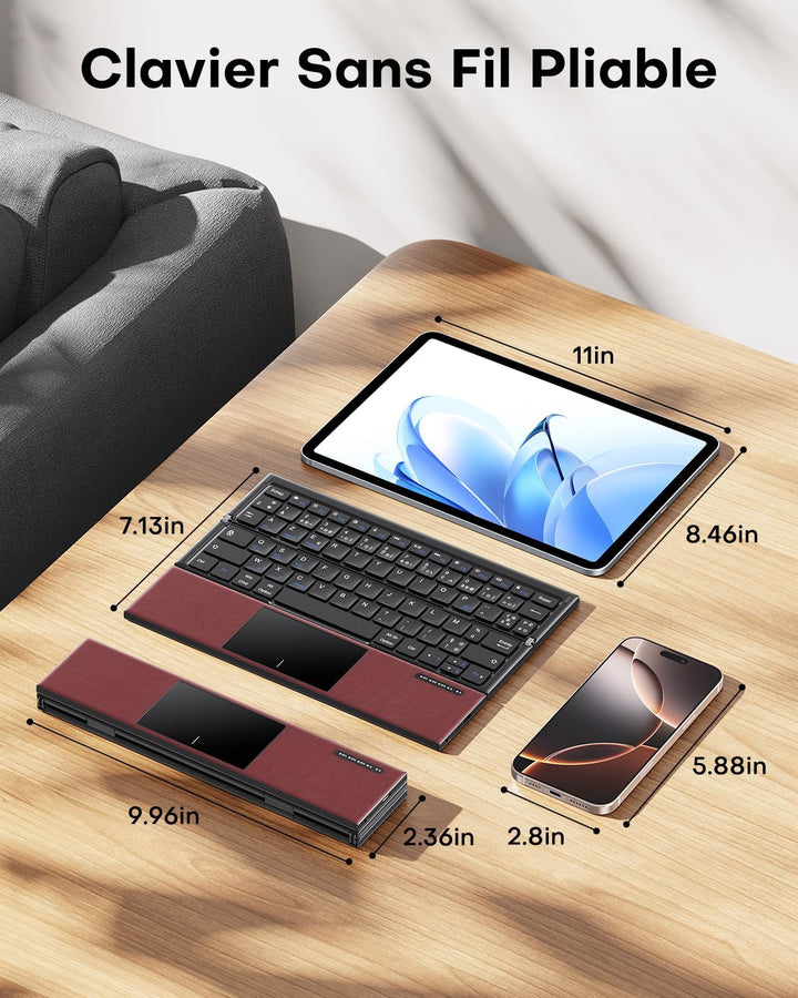 OMOTON Faltbare Bluetooth Tastatur mit Touchpad, Tragbare Kabellose Tastatur Mini Reise mit 3 Blueto