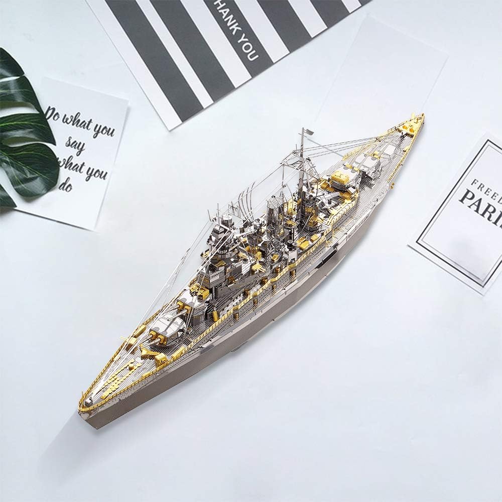 piececool Nagato Class Battleship HP091SG Highly Detailed Metal Model Kit,No Glue, 199 Pieces