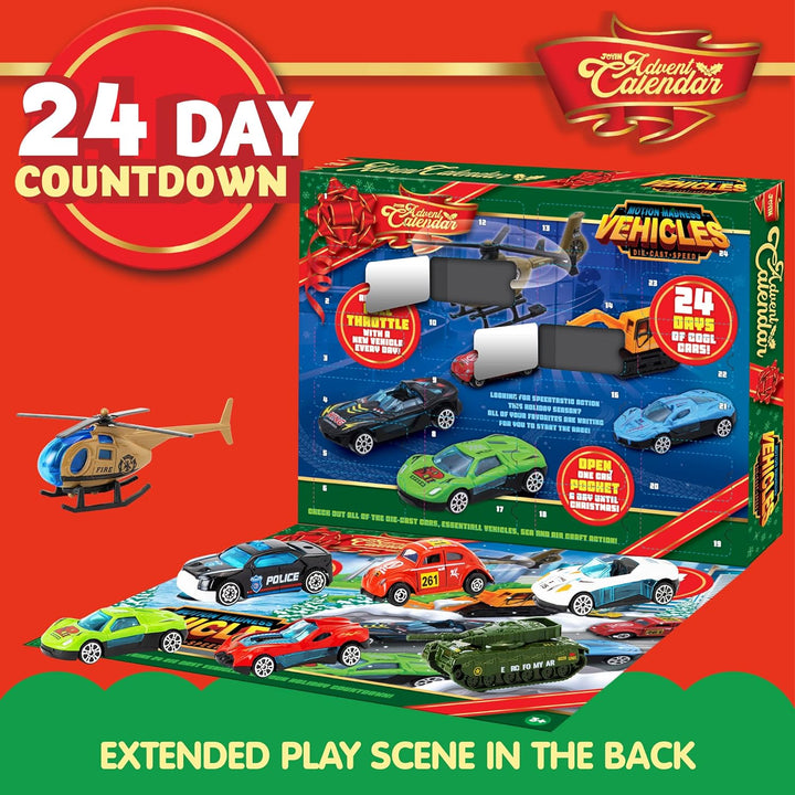 JOYIN Adventskalender 2023 Kinder mit Diecast Autos Fahrzeuge Baustellen Lastwagen Spielzeug aus Leg