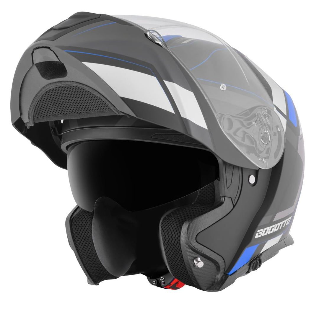 Bogotto FF403 Murata Klapphelm (Blue/Black,S (55/56)) S (55/56) Blau/Schwarz, S (55/56) Blau/Schwarz