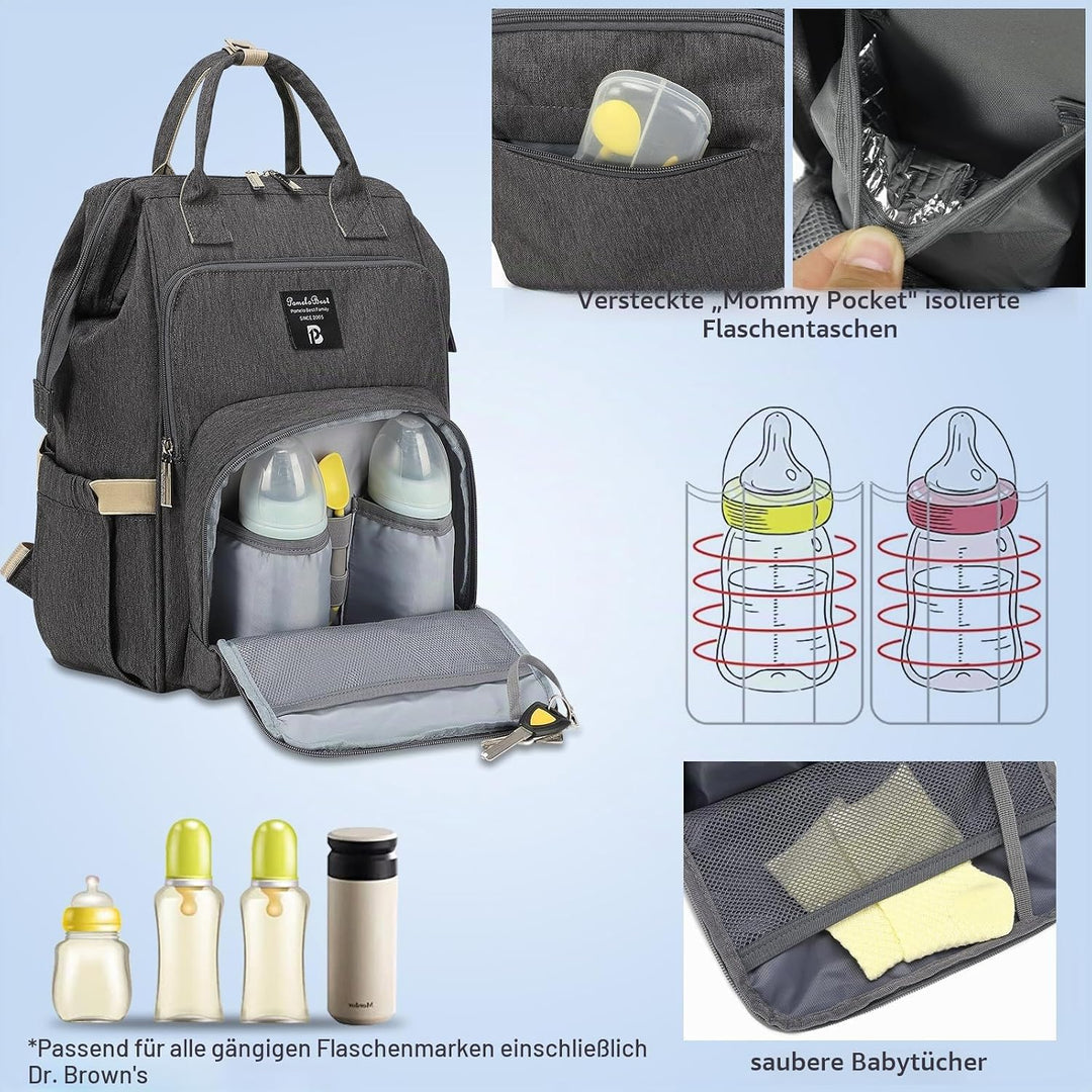 Pomelo Best Baby Wickelrucksack stylische Wickeltasche Rucksack mit Haken wasserdicht multifunktiona