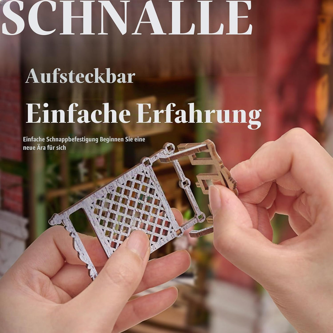 Cuteefun DIY Book Nook Kit, Miniatur Puppenhaus mit LED Licht | Kreatives Handwerk für Erwachsene, B