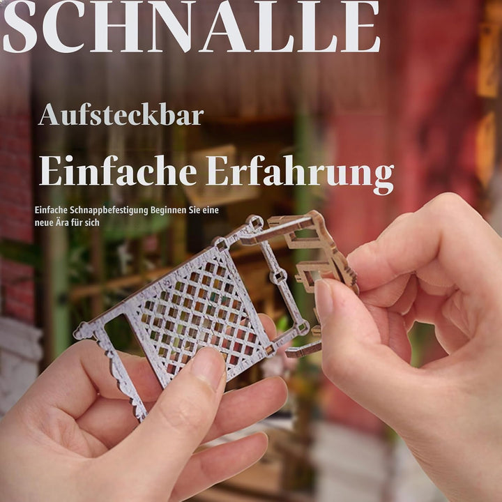 Cuteefun DIY Book Nook Kit, Miniatur Puppenhaus mit LED Licht | Kreatives Handwerk für Erwachsene, B