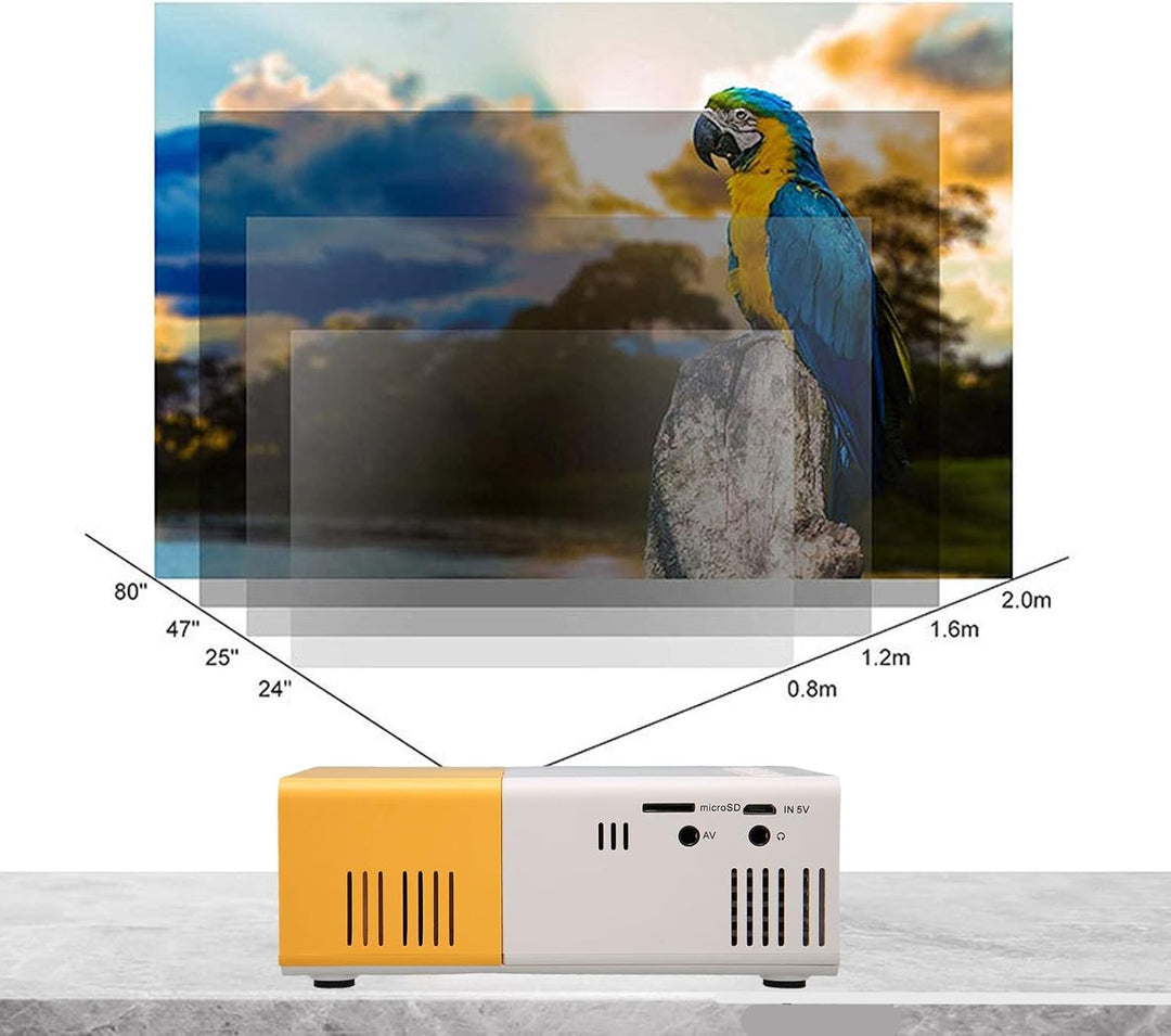 YG300 Tragbarer Projektor, 4:3 HD 1080P Kleiner Filmprojektor, Unterstützt USB, HD, AV, Speicherkart