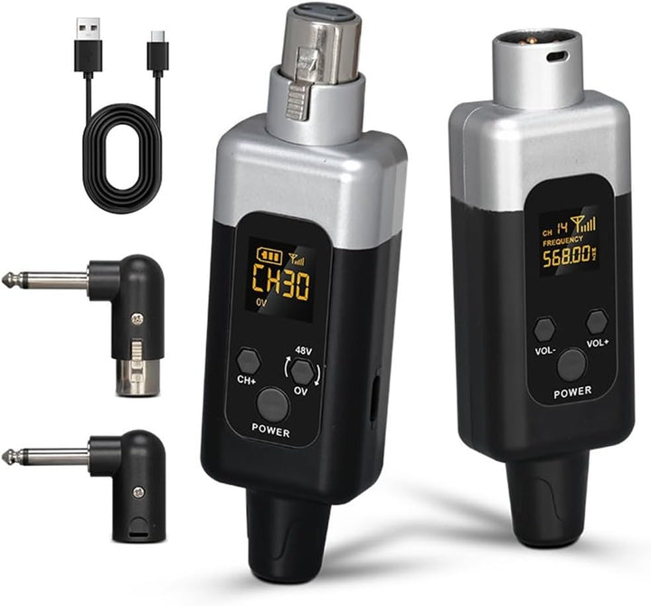 SPORTARC Mikrofon, kabelloser Sender und Empfänger, 48 V Mikrofon-Sender, Empfänger-Adapter für dyna