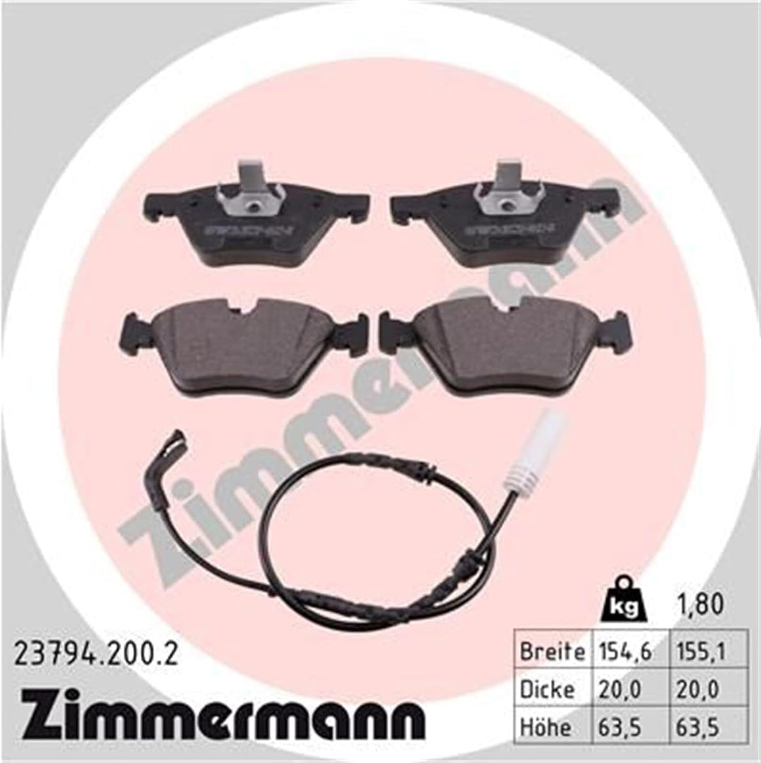 Zimmermann 23794.200.2 Bremsbeläge, vorne, 1 Sensor, inklusive Dämpfungsplatte