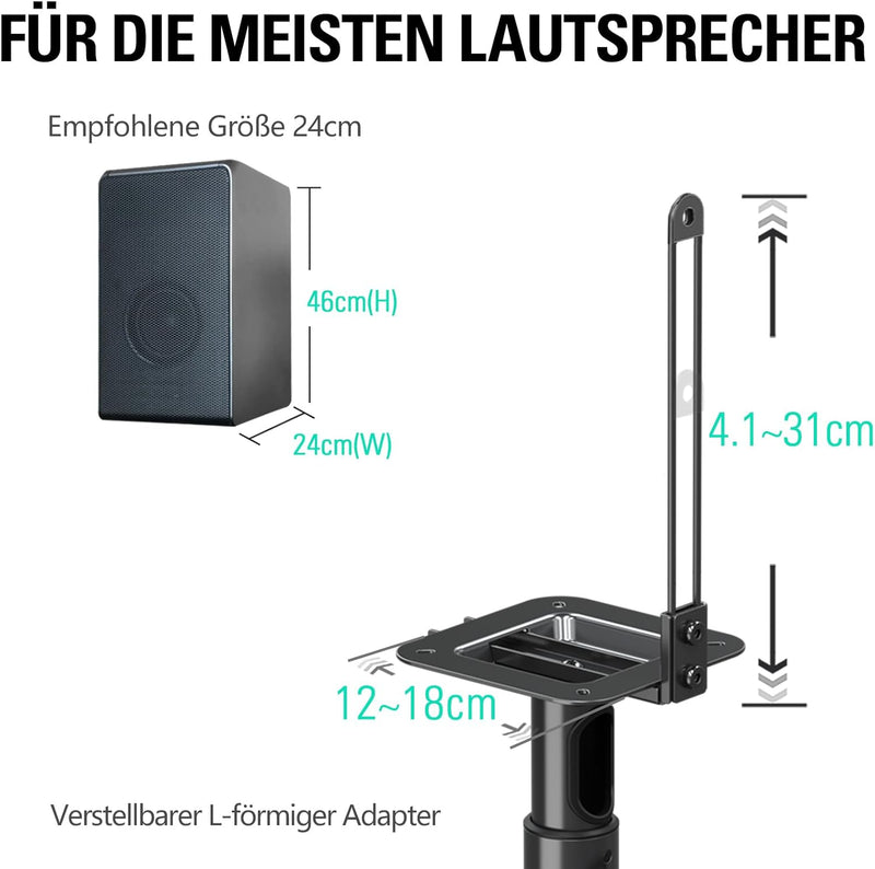 Mounting Dream Lautsprecherständer höhenverstellbar für Satelliten bis zu 5KG, 2er-Set Bodenständer