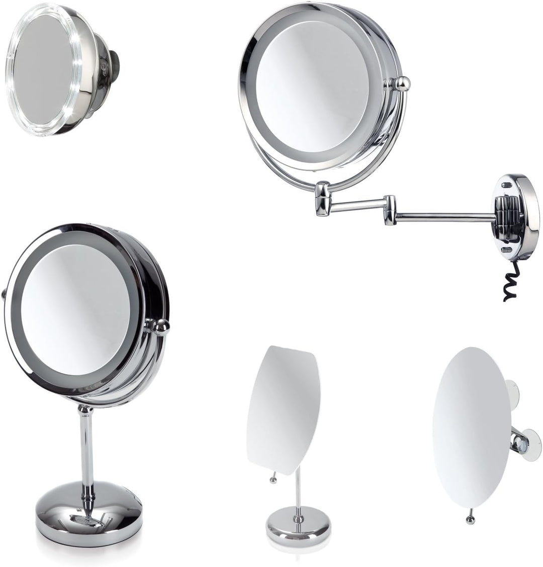 möve Mirrors Spiegel oval mit 5fach Vergrösserung und Saugnäpfen 15 x 20 cm aus Edelstahl, silver