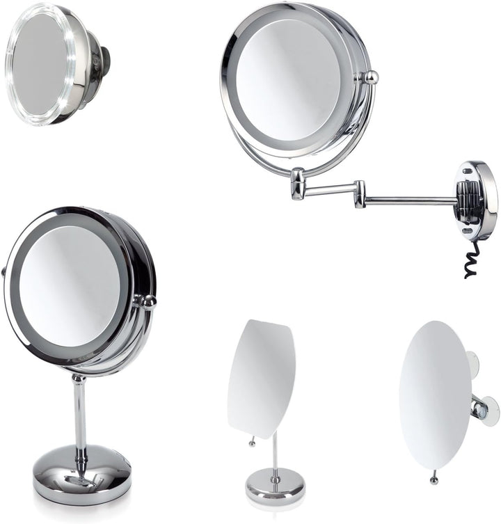 möve Mirrors Spiegel oval mit 5fach Vergrösserung und Saugnäpfen 15 x 20 cm aus Edelstahl, silver