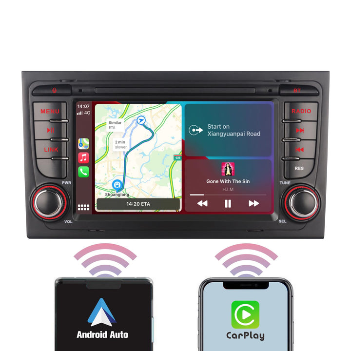 YZKONG Autoradio für Audi A4 S4 RS4 2003-2012 kompatibel mit dem drahtlosen Carplay Android Auto, 7