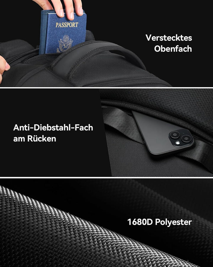 CROSSGEAR Reiserucksack 30–40L Erweiterbar Grosser Rucksack, TSA-freundliches, Handgepäck Auf Flügen