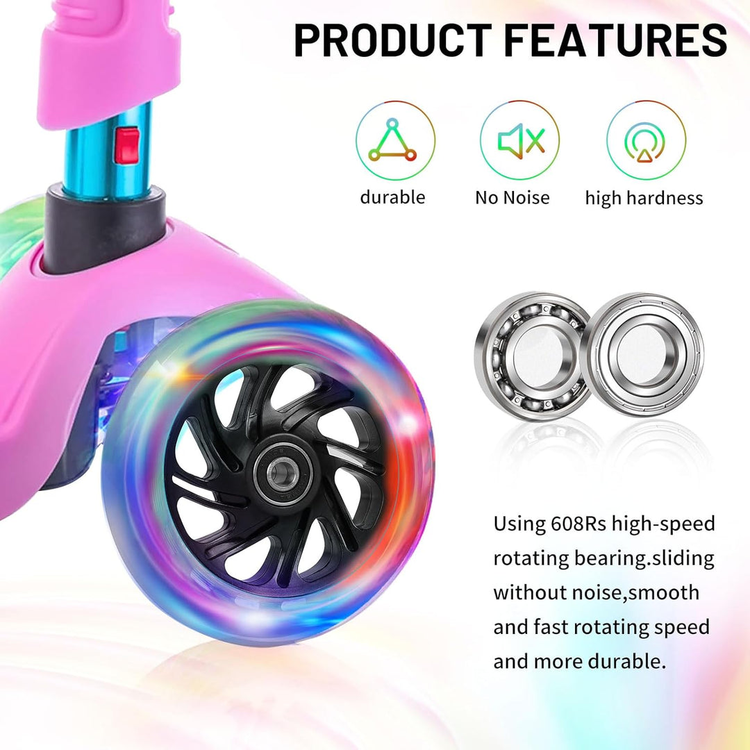Leuchtende Stunt Scooter Rollen, 4 Stück LED-Lichtrollen, 120mm Led Scooter Ersatzräder Räder mit AB