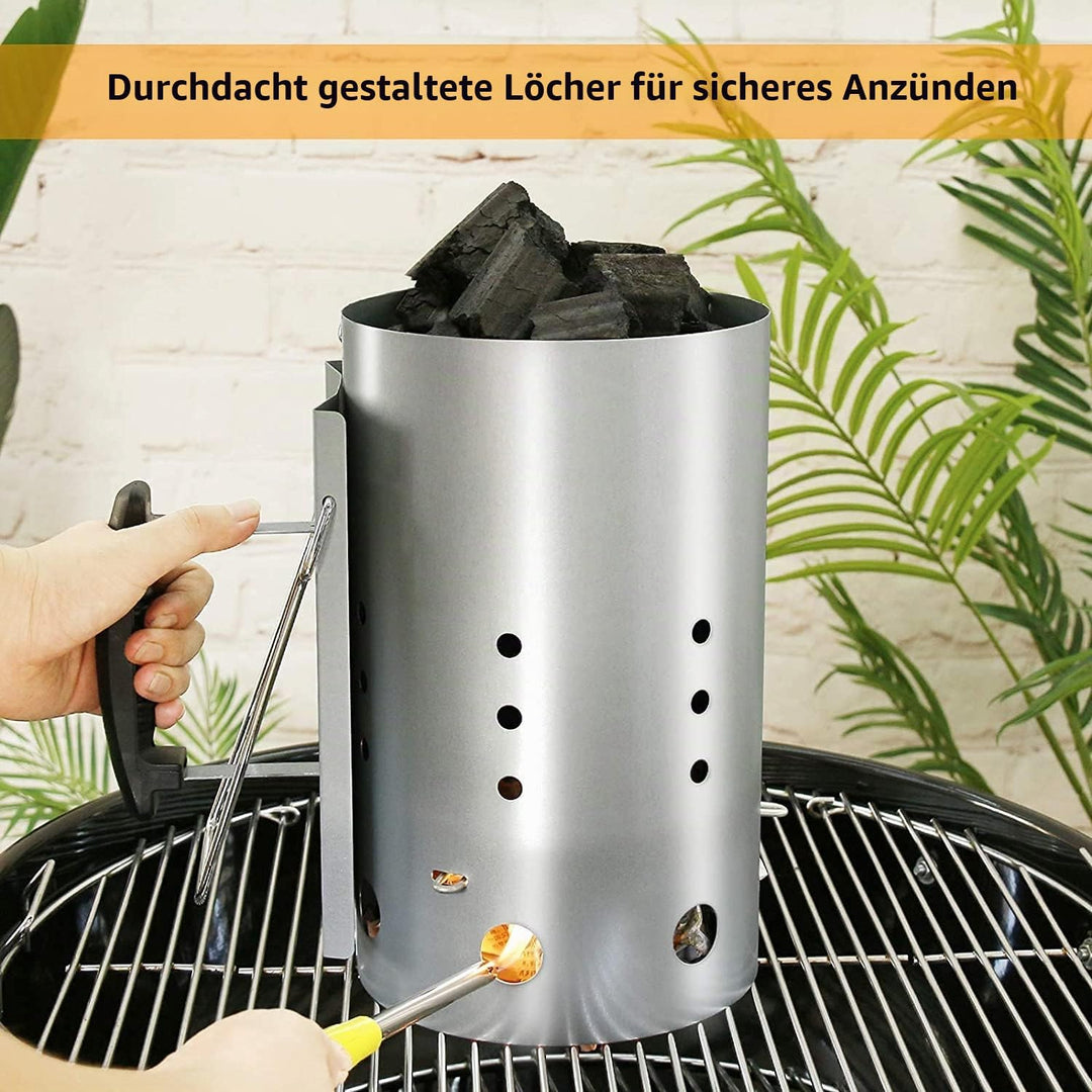 GFTIME XL Kohle Anzündkamn für Weber 7416 Holzkohlegrill zubehör, Grillkamin Anzünder mit Doppelgrif