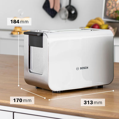 Bosch Toaster Styline TAT8611N, integrierter Brötchenaufsatz, Liftfunktion, Auftaufunktion, Abschalt