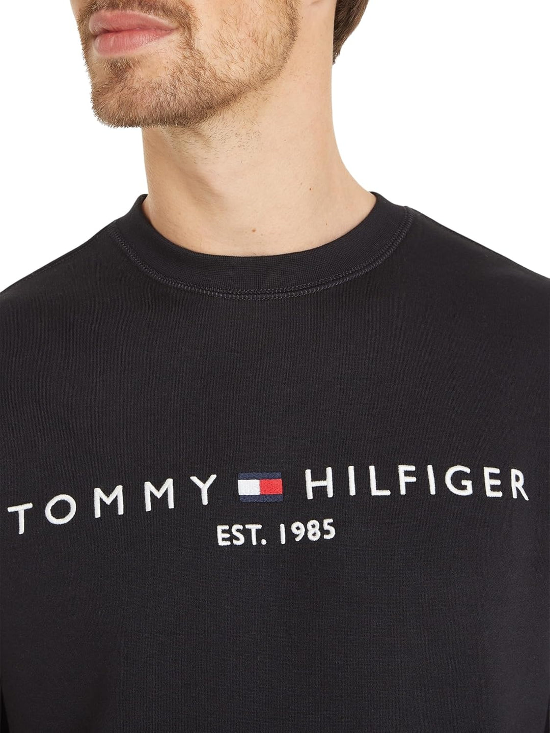 Tommy Hilfiger Herren Sweatshirt Logo Rundhalsausschnitt XS Black (Black), XS Black (Black)