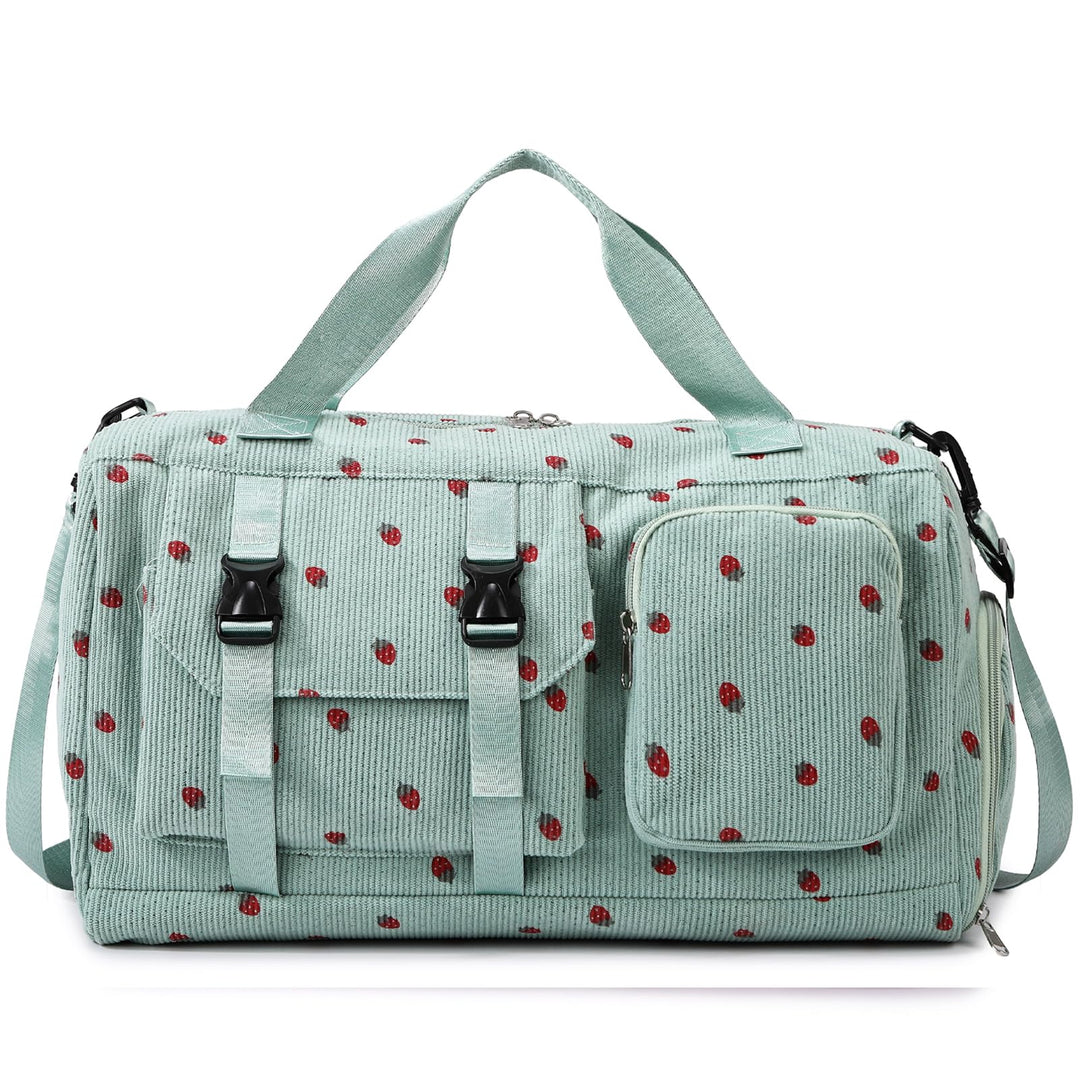 Sporttasche Kinder Mädchen Erdbeere Cord Reisetasche Damen Weekender Schwimmtasche mit Schuhfach und