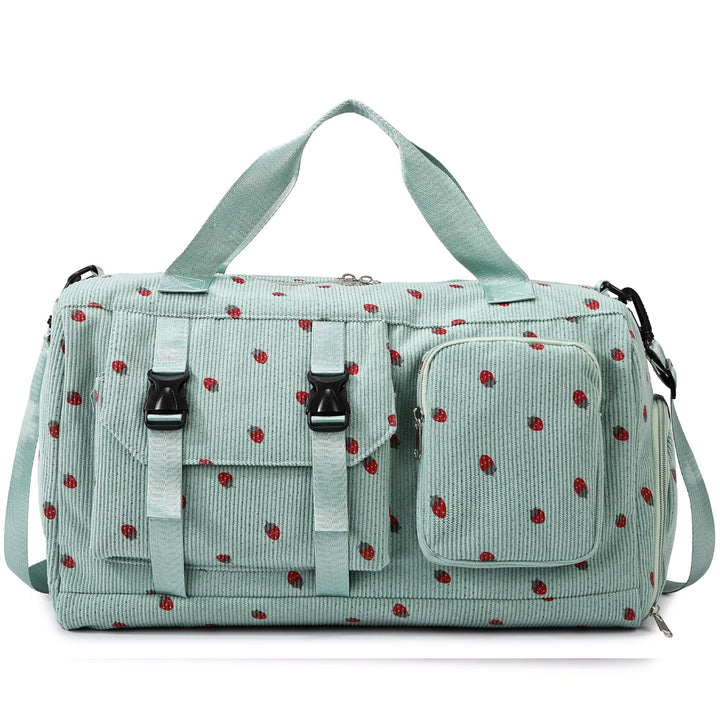 Sporttasche Kinder Mädchen Erdbeere Cord Reisetasche Damen Weekender Schwimmtasche mit Schuhfach und