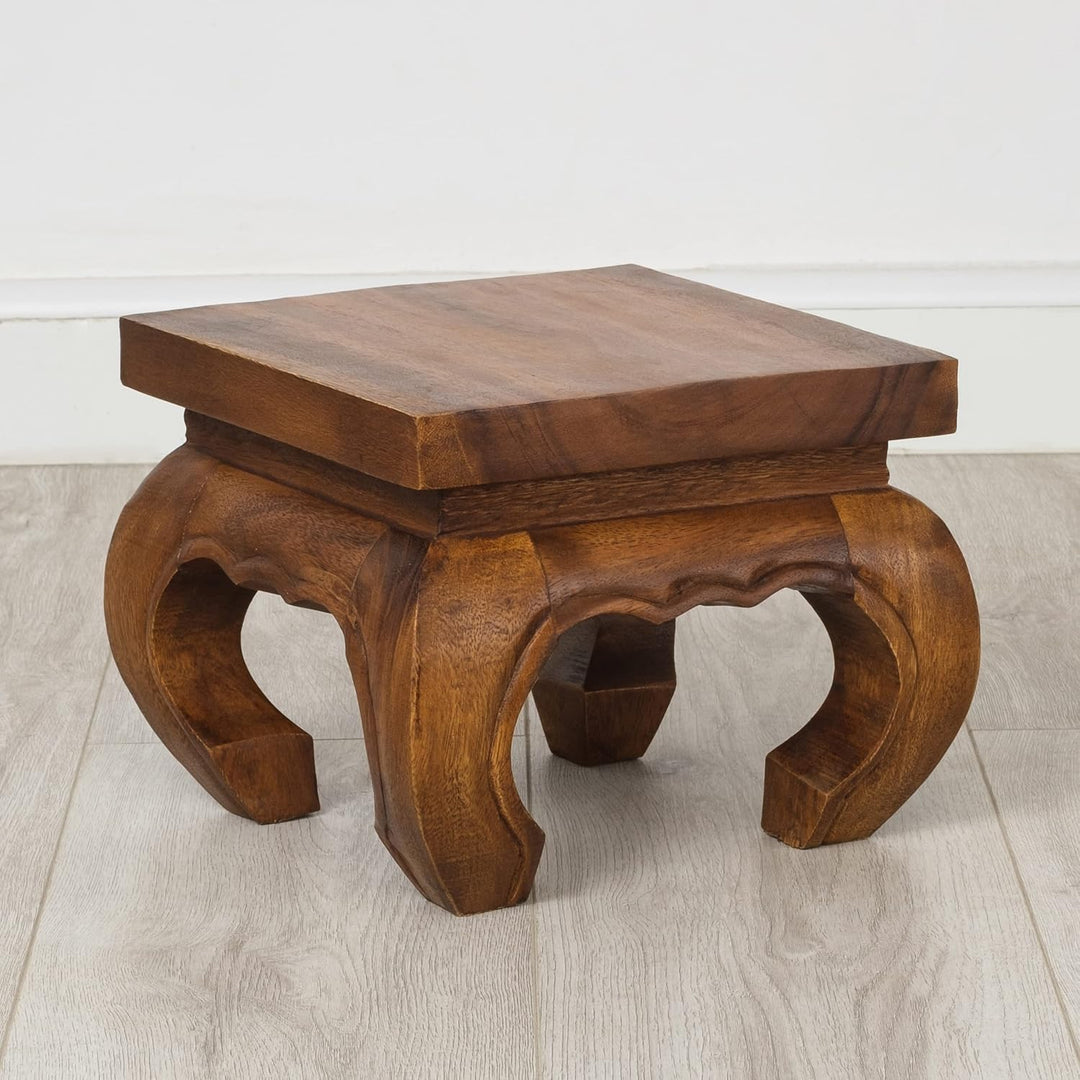 livasia Opiumtisch aus Massivholz – 24x24x20cm – Handgeschnitzter Beistelltisch Holz aus Thailand, N
