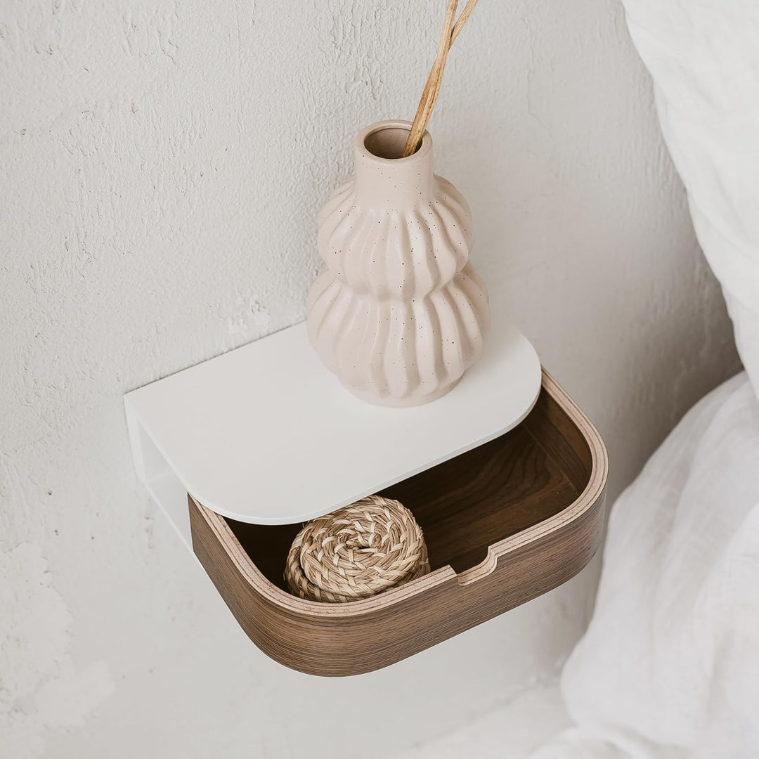 Valiai Schweberegal mit Schublade – Hängendes Wandregal Holz – Hängende kleine Wandregale mit Schubl