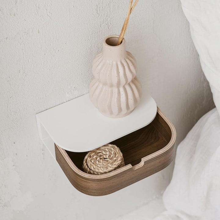 Valiai Schweberegal mit Schublade – Hängendes Wandregal Holz – Hängende kleine Wandregale mit Schubl