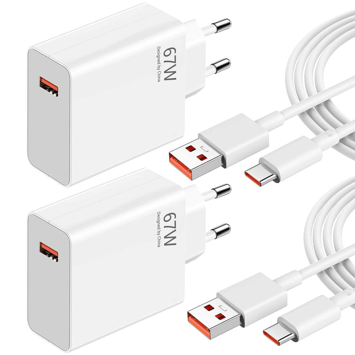 2 Pack 67W USB Ladegerät Netzteil mit Typ C Ladekabel 6A für Xiaomi 15 14 Ultra/14/14T/13T/13/13 Lit